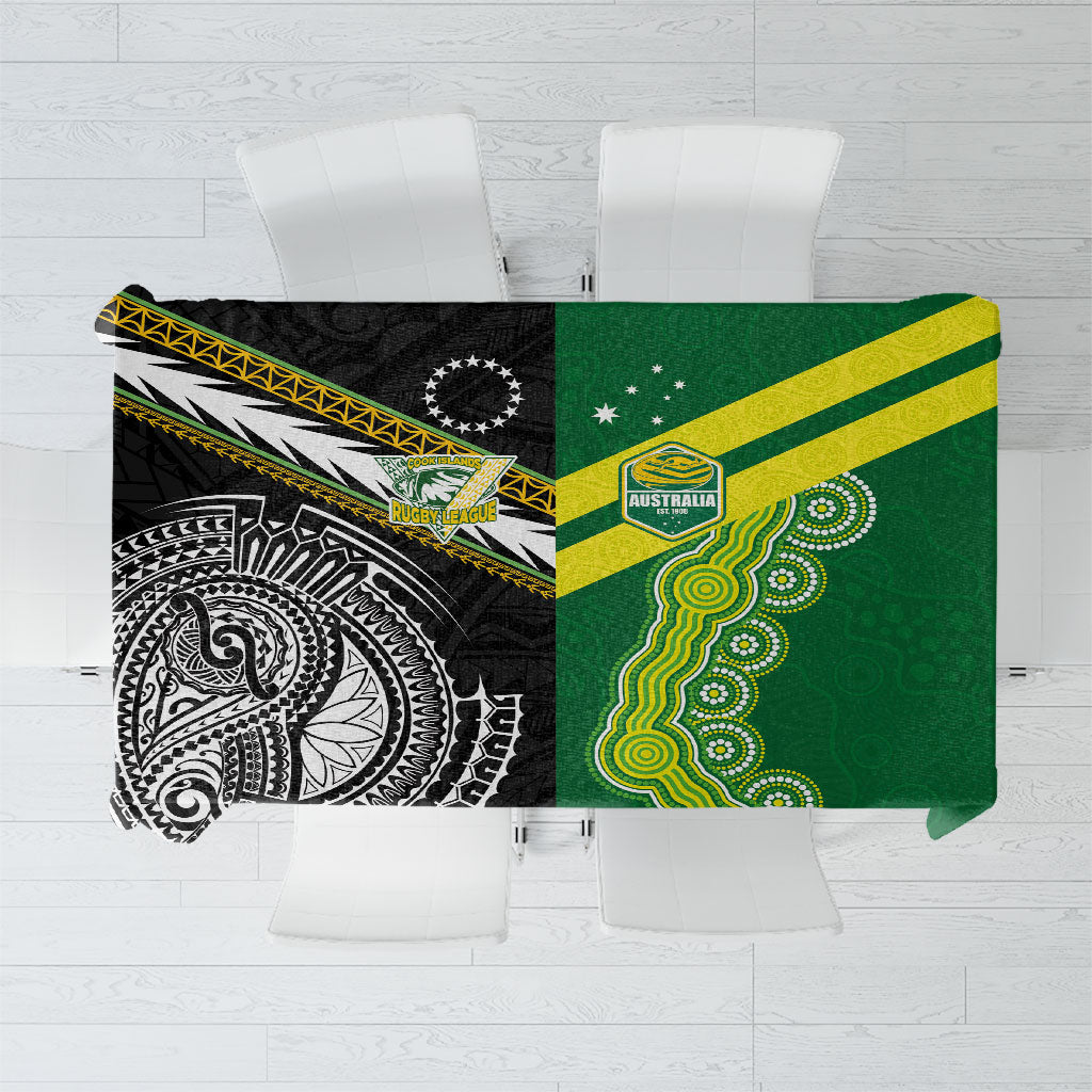Rugby Cook Islands and Australia Tablecloth Tatau Tribal with Aboriginal Chevron Sport Style LT03 Multicolor - Polynesian Pride