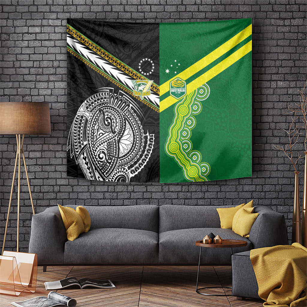 Rugby Cook Islands and Australia Tapestry Tatau Tribal with Aboriginal Chevron Sport Style LT03 Multicolor - Polynesian Pride