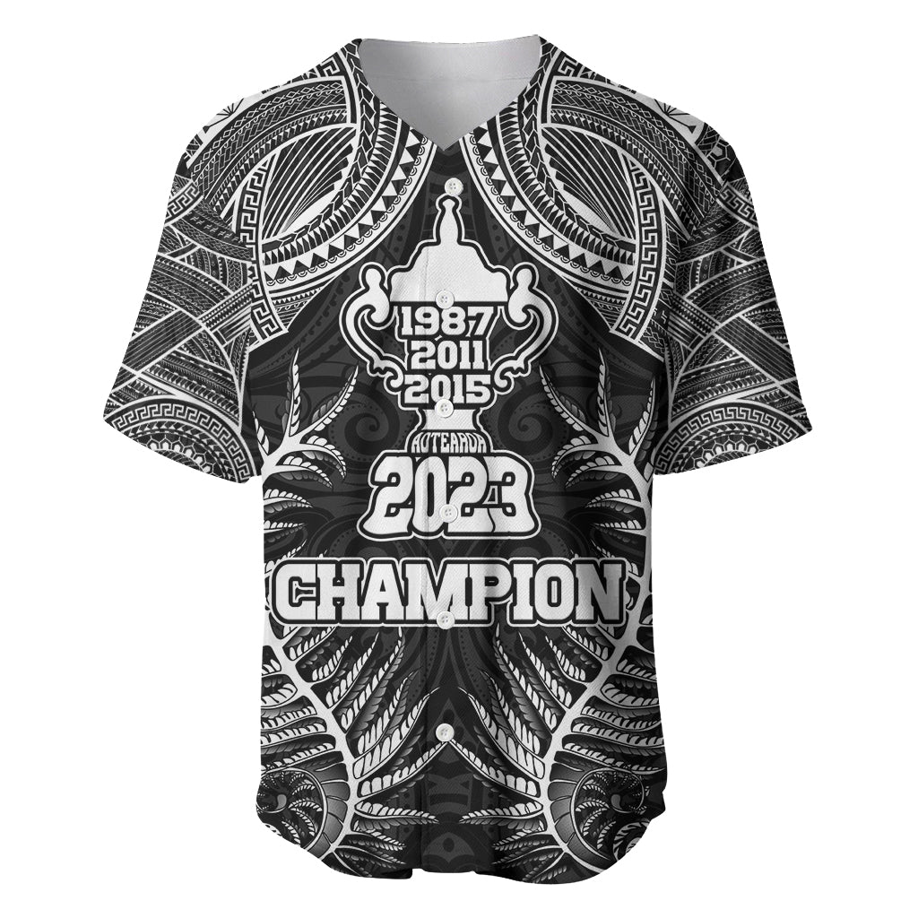 New Zealand Rugby Baseball Jersey Aotearoa Champion Cup History with Silver Fern LT03 Black - Polynesian Pride