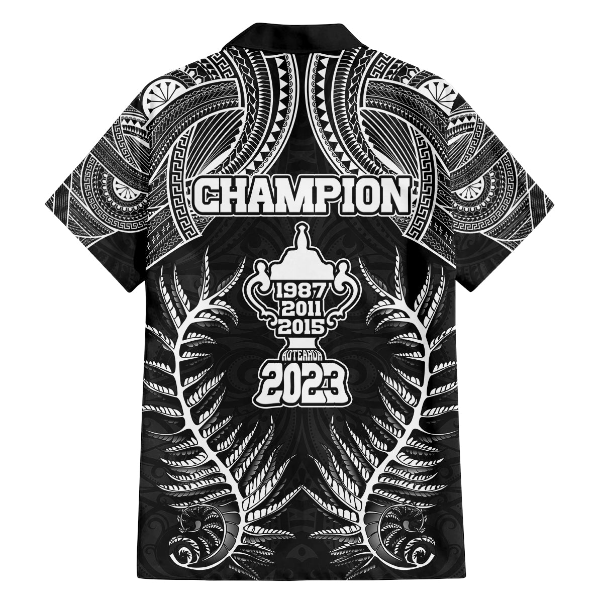New Zealand Rugby Family Matching Off Shoulder Long Sleeve Dress and Hawaiian Shirt Aotearoa Champion Cup History with Silver Fern LT03 - Polynesian Pride
