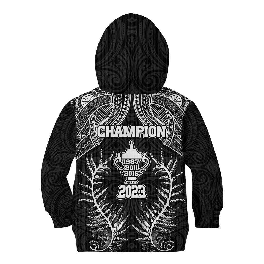 New Zealand Rugby Kid Hoodie Aotearoa Champion Cup History with Silver Fern LT03 - Polynesian Pride