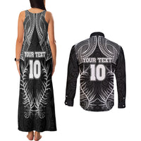 Custom New Zealand Rugby Couples Matching Tank Maxi Dress and Long Sleeve Button Shirt Aotearoa Champion Cup History with Silver Fern LT03 - Polynesian Pride