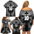 Custom New Zealand Rugby Family Matching Off Shoulder Short Dress and Hawaiian Shirt Aotearoa Champion Cup History with Silver Fern LT03 - Polynesian Pride