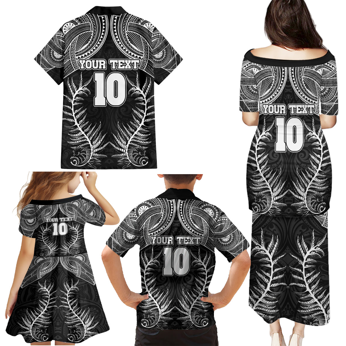 Custom New Zealand Rugby Family Matching Puletasi Dress and Hawaiian Shirt Aotearoa Champion Cup History with Silver Fern LT03 - Polynesian Pride