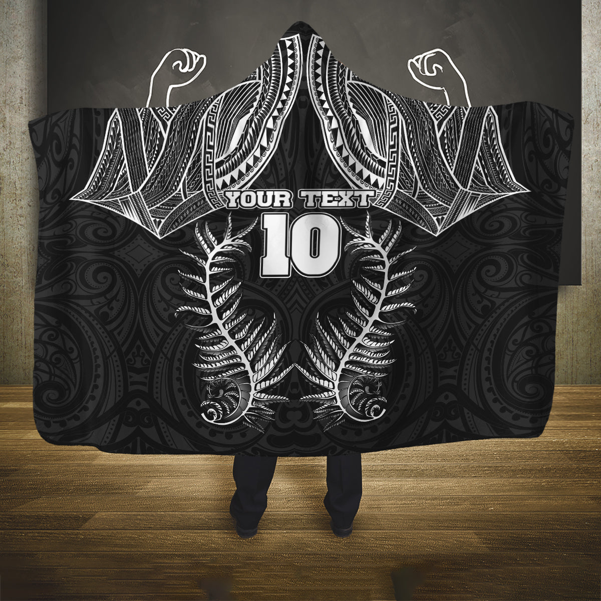 Custom New Zealand Rugby Hooded Blanket Aotearoa Champion Cup History with Silver Fern LT03 One Size Black - Polynesian Pride