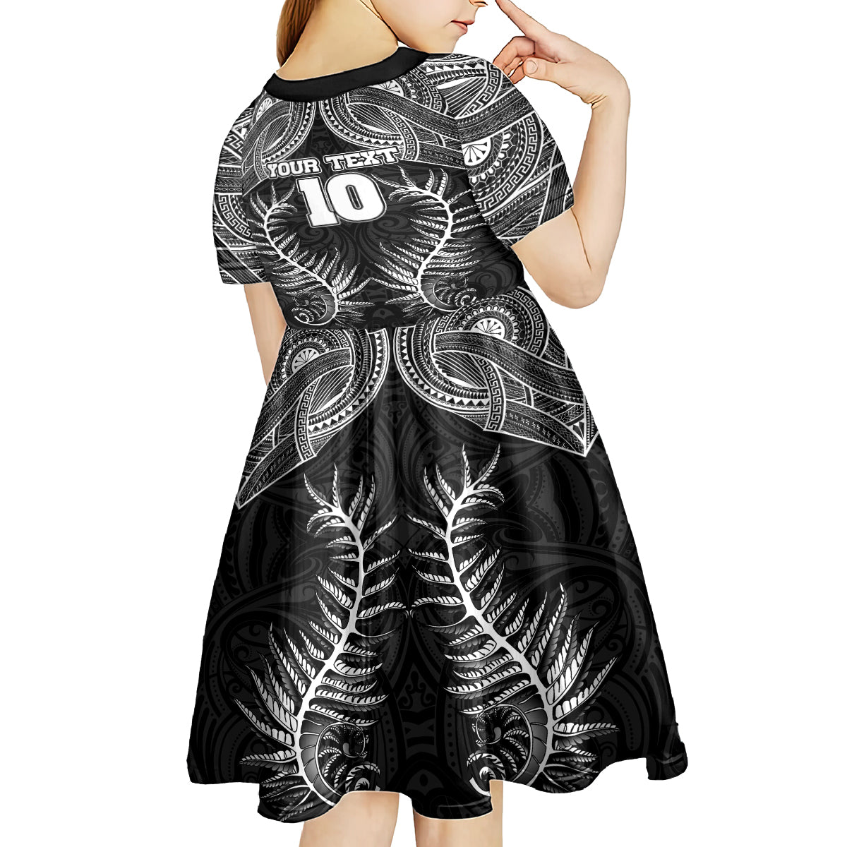 Custom New Zealand Rugby Kid Short Sleeve Dress Aotearoa Champion Cup History with Silver Fern LT03 - Polynesian Pride