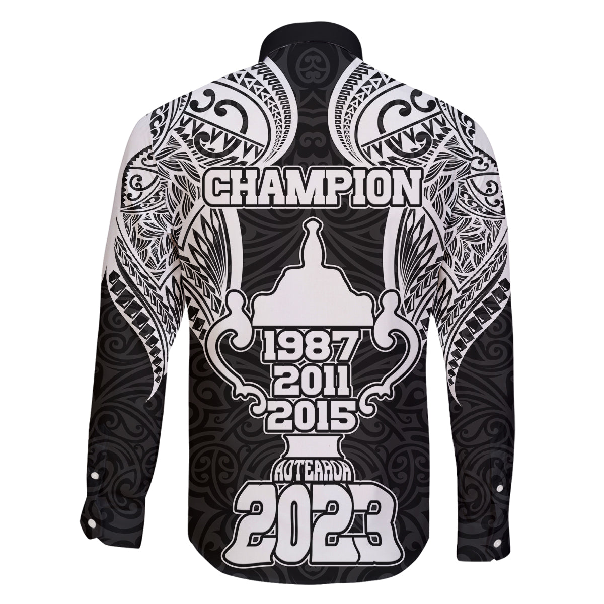 New Zealand Rugby Family Matching Off Shoulder Long Sleeve Dress and Hawaiian Shirt Aotearoa Champion Cup History with Haka Dance LT03 - Polynesian Pride