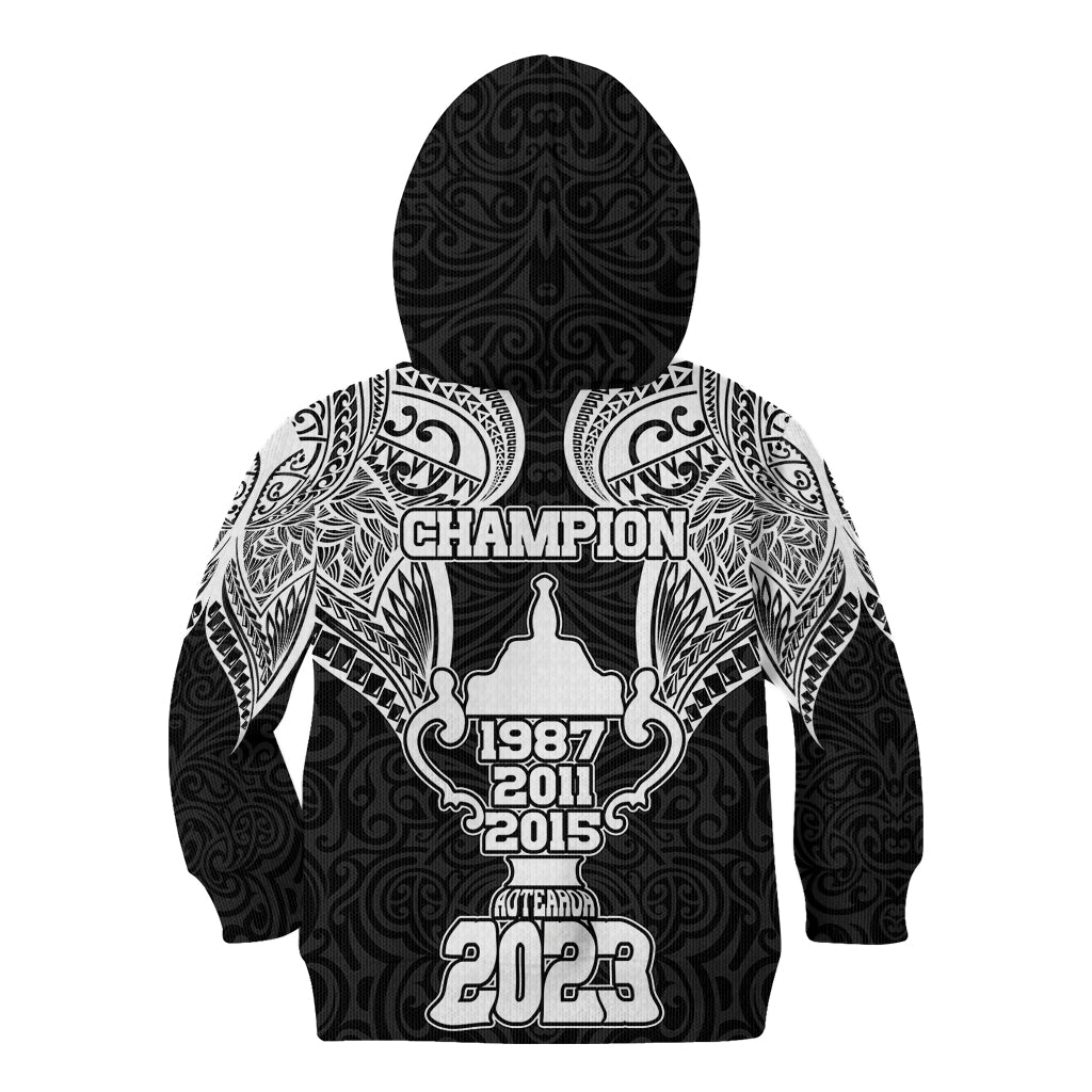 New Zealand Rugby Kid Hoodie Aotearoa Champion Cup History with Haka Dance LT03 - Polynesian Pride