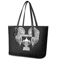 New Zealand Rugby Leather Tote Bag Aotearoa Champion Cup History with Haka Dance LT03 - Polynesian Pride