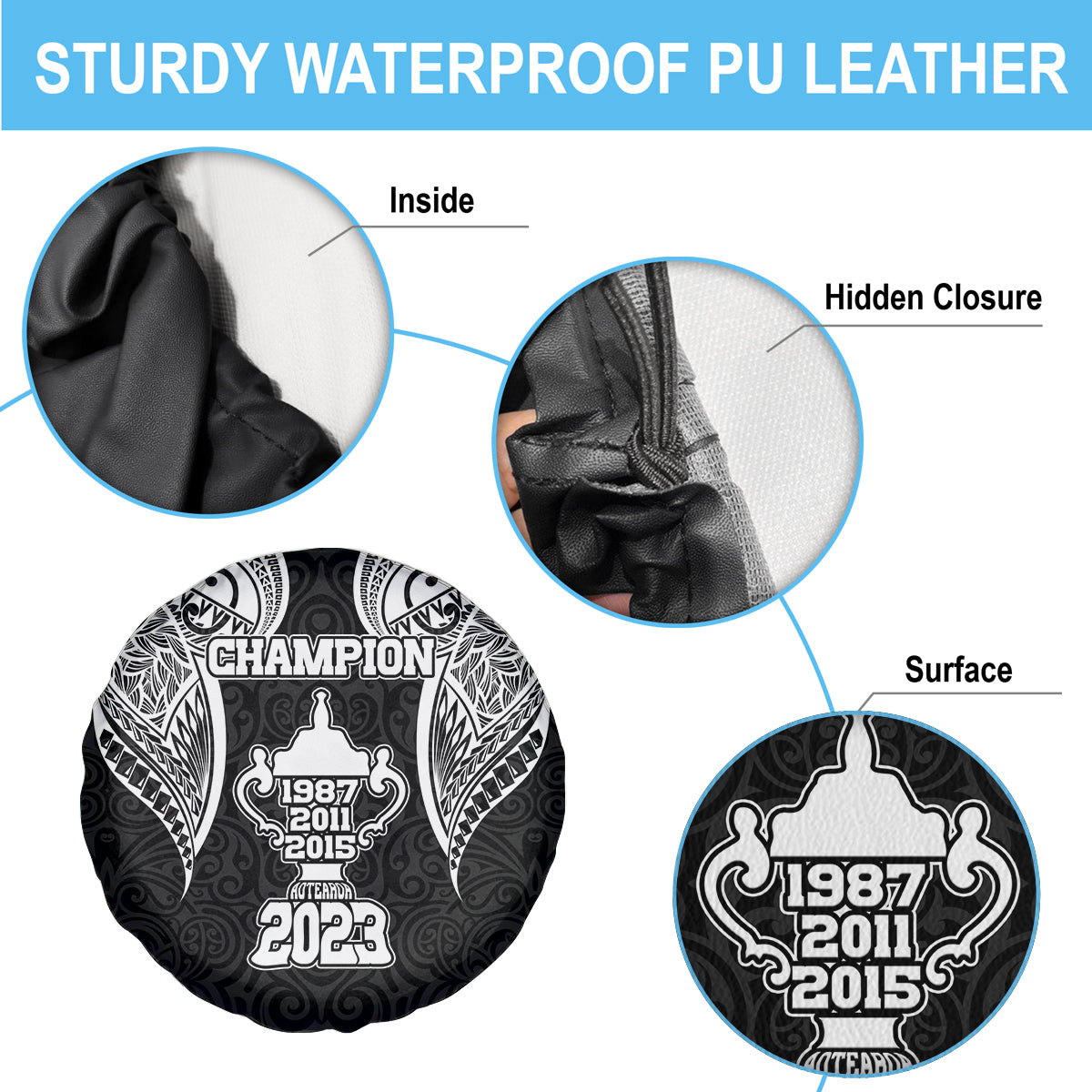 New Zealand Rugby Spare Tire Cover Aotearoa Champion Cup History with Haka Dance LT03 - Polynesian Pride