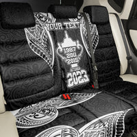 Personalised New Zealand Rugby Back Car Seat Cover Aotearoa Champion Cup History with Haka Dance