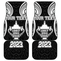 Personalised New Zealand Rugby Car Mats Aotearoa Champion Cup History with Haka Dance LT03 Black - Polynesian Pride