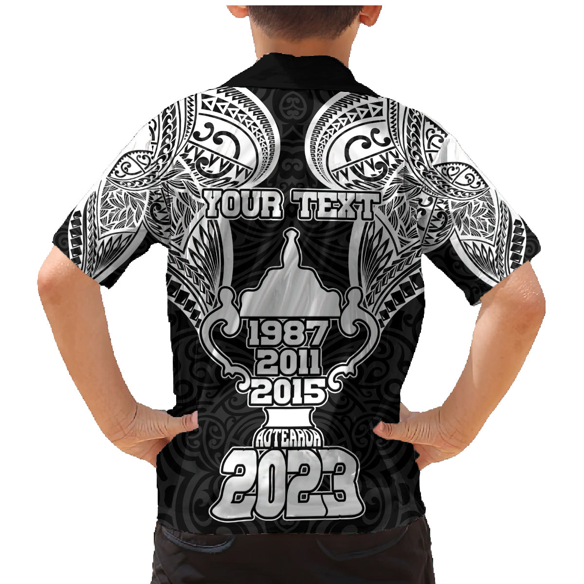 Personalised New Zealand Rugby Family Matching Mermaid Dress and Hawaiian Shirt Aotearoa Champion Cup History with Haka Dance LT03 - Polynesian Pride