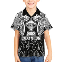 Personalised New Zealand Rugby Kid Hawaiian Shirt Aotearoa Champion Cup History with Haka Dance LT03 Kid Black - Polynesian Pride