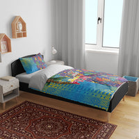 Fijian Coral Reef Bedding Set with Traditional Tapa Pattern Split Style LT03 - Polynesian Pride