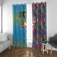 Fijian Coral Reef Window Curtain with Traditional Tapa Pattern Split Style LT03 With Grommets Multicolor - Polynesian Pride