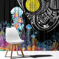 Palau Jellyfish Window Curtain Coral Reef with Polynesian Pattern LT03 - Polynesian Pride