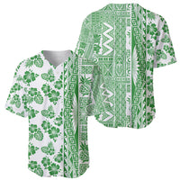 Hawaii Baseball Jersey Aloha Tropical Plants Tribal Pattern Green Version LT03 - Polynesian Pride