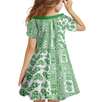 Hawaii Family Matching Long Sleeve Bodycon Dress and Hawaiian Shirt Aloha Tropical Plants Tribal Pattern Green Version LT03 - Polynesian Pride