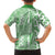 Hawaii Family Matching Off Shoulder Short Dress and Hawaiian Shirt Aloha Tropical Plants Tribal Pattern Green Version LT03 - Polynesian Pride