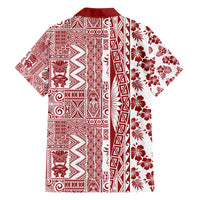 Hawaii Family Matching Tank Maxi Dress and Hawaiian Shirt Aloha Tropical Plants Tribal Pattern Red Version LT03 - Polynesian Pride