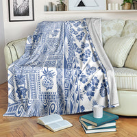 Hawaii Blanket Aloha Tropical Plants Tribal Pattern Blue Version LT03 - Polynesian Pride