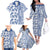 Hawaii Family Matching Off Shoulder Long Sleeve Dress and Hawaiian Shirt Aloha Tropical Plants Tribal Pattern Blue Version LT03 - Polynesian Pride