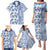 Hawaii Family Matching Puletasi Dress and Hawaiian Shirt Aloha Tropical Plants Tribal Pattern Blue Version LT03 - Polynesian Pride