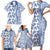 Hawaii Family Matching Short Sleeve Bodycon Dress and Hawaiian Shirt Aloha Tropical Plants Tribal Pattern Blue Version LT03 - Polynesian Pride