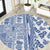 Hawaii Round Carpet Aloha Tropical Plants Tribal Pattern Blue Version LT03 Blue - Polynesian Pride