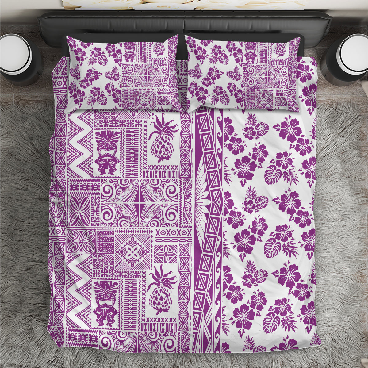 Hawaii Bedding Set Aloha Tropical Plants Tribal Pattern Pink Version LT03 Pink - Polynesian Pride