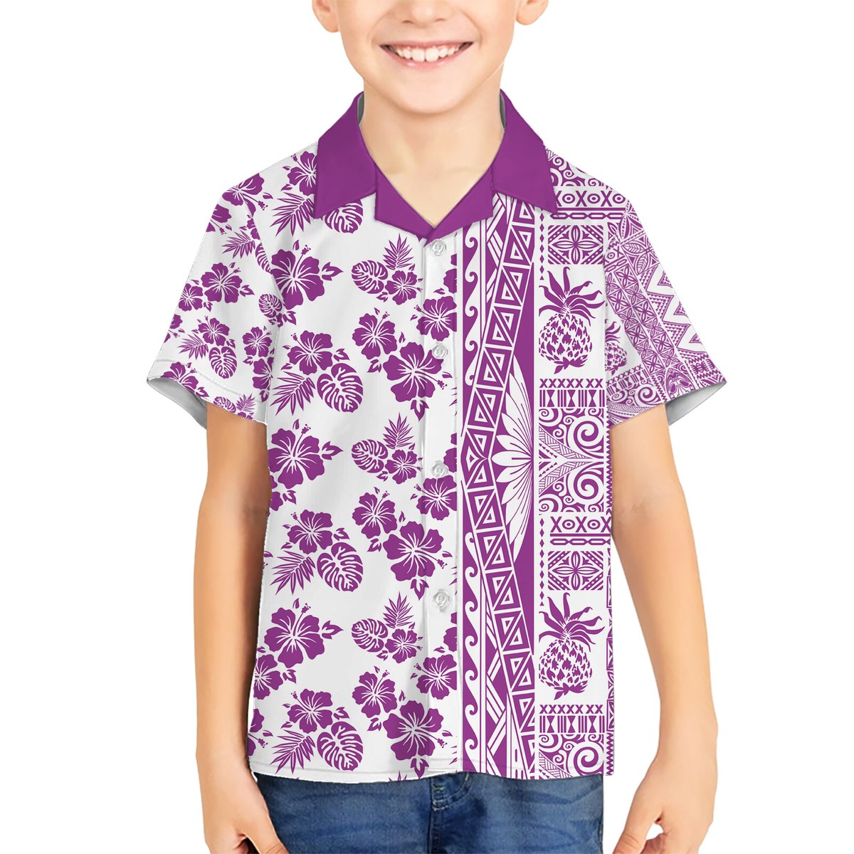Hawaii Hawaiian Shirt Aloha Tropical Plants Tribal Pattern Pink Version LT03 - Polynesian Pride