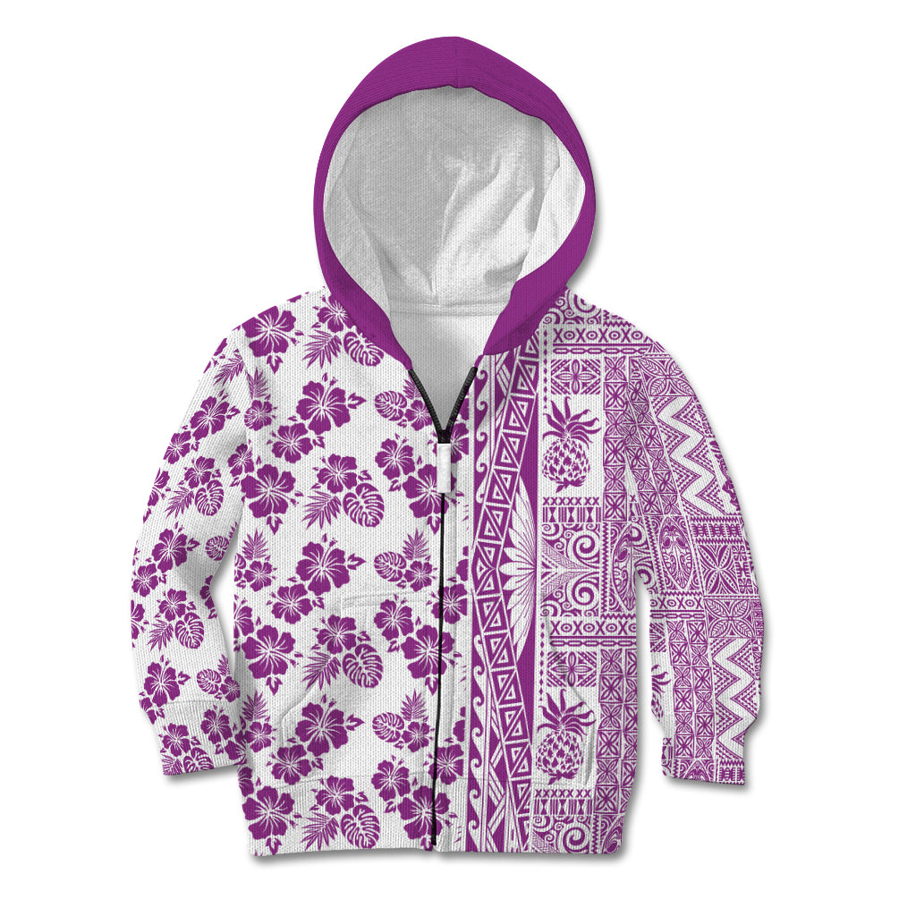 Hawaii Kid Hoodie Aloha Tropical Plants Tribal Pattern Pink Version LT03 - Polynesian Pride