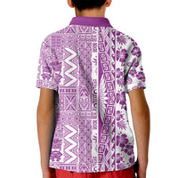Hawaii Kid Polo Shirt Aloha Tropical Plants Tribal Pattern Pink Version LT03 - Polynesian Pride