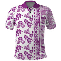 Hawaii Polo Shirt Aloha Tropical Plants Tribal Pattern Pink Version LT03 Pink - Polynesian Pride