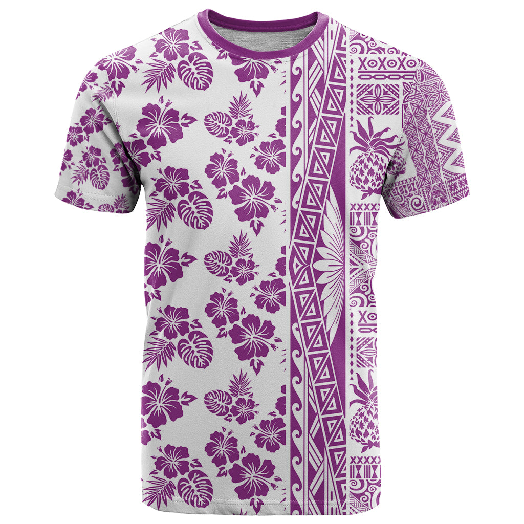 Hawaii T Shirt Aloha Tropical Plants Tribal Pattern Pink Version LT03 Pink - Polynesian Pride