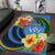 Kosrae Constitution Day Area Rug Hibiscus Mix Maori Tattoo Pattern LT03 Blue - Polynesian Pride