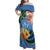 Kosrae Constitution Day Family Matching Off Shoulder Maxi Dress and Hawaiian Shirt Hibiscus Mix Maori Tattoo Pattern LT03 Mom's Dress Blue - Polynesian Pride