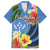 Kosrae Constitution Day Family Matching Puletasi and Hawaiian Shirt Hibiscus Mix Maori Tattoo Pattern LT03 Dad's Shirt - Short Sleeve Blue - Polynesian Pride