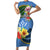 Kosrae Constitution Day Family Matching Short Sleeve Bodycon Dress and Hawaiian Shirt Hibiscus Mix Maori Tattoo Pattern LT03 Mom's Dress Blue - Polynesian Pride