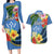 Kosrae Couples Matching Long Sleeve Bodycon Dress and Hawaiian Shirt Hibiscus Mix Maori Tattoo Pattern LT03 Blue - Polynesian Pride