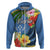 Kosrae Hoodie Hibiscus Mix Maori Tattoo Pattern LT03 Zip Hoodie Blue - Polynesian Pride