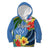 Kosrae Kid Hoodie Hibiscus Mix Maori Tattoo Pattern LT03 Hoodie Blue - Polynesian Pride