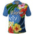 Kosrae Polo Shirt Hibiscus Mix Maori Tattoo Pattern LT03 Blue - Polynesian Pride