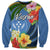 Kosrae Sweatshirt Hibiscus Mix Maori Tattoo Pattern LT03 Unisex Blue - Polynesian Pride