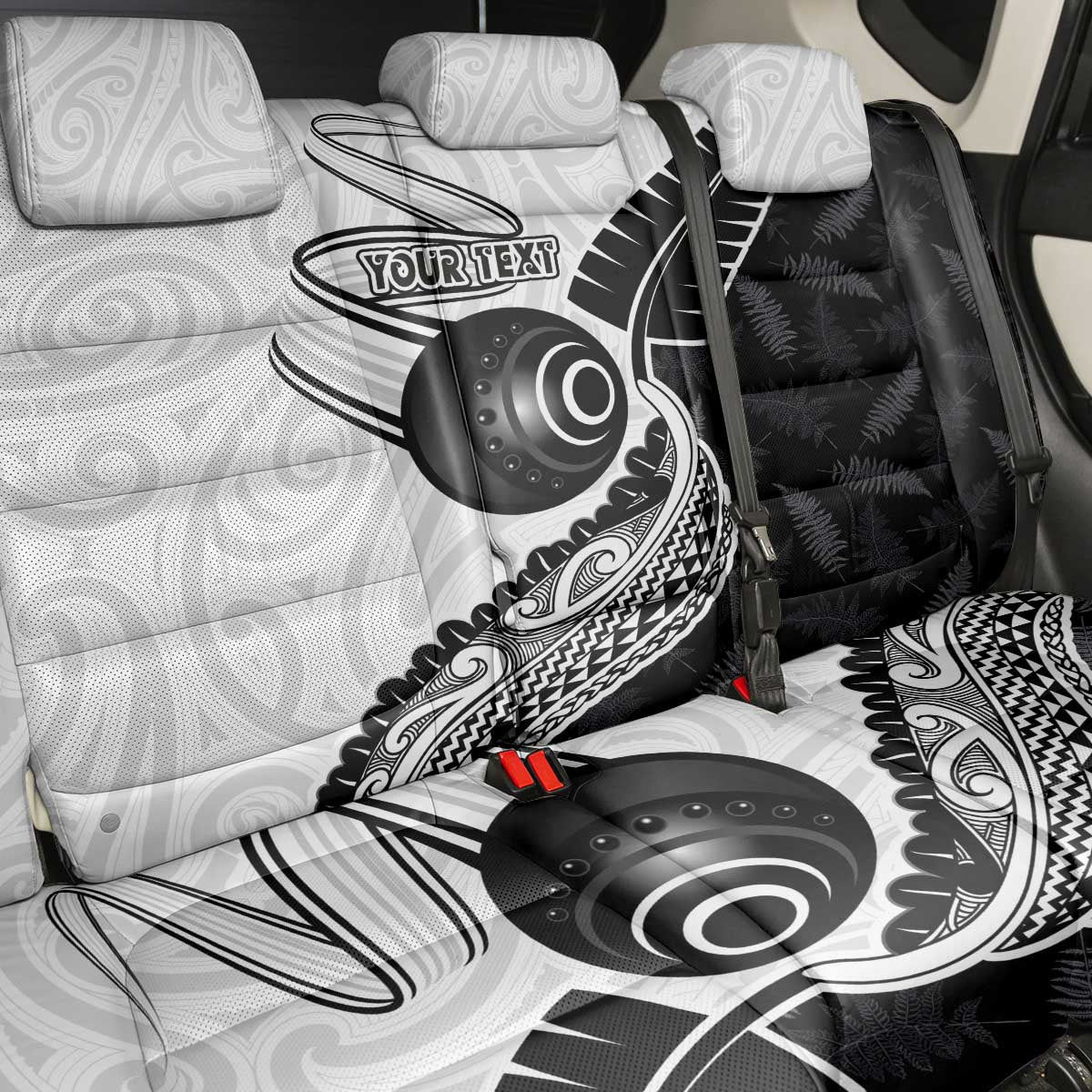 Personalised Aotearoa Lawn Bowls Back Car Seat Cover Maori and Silver Fern Half Style - Polynesian Pride