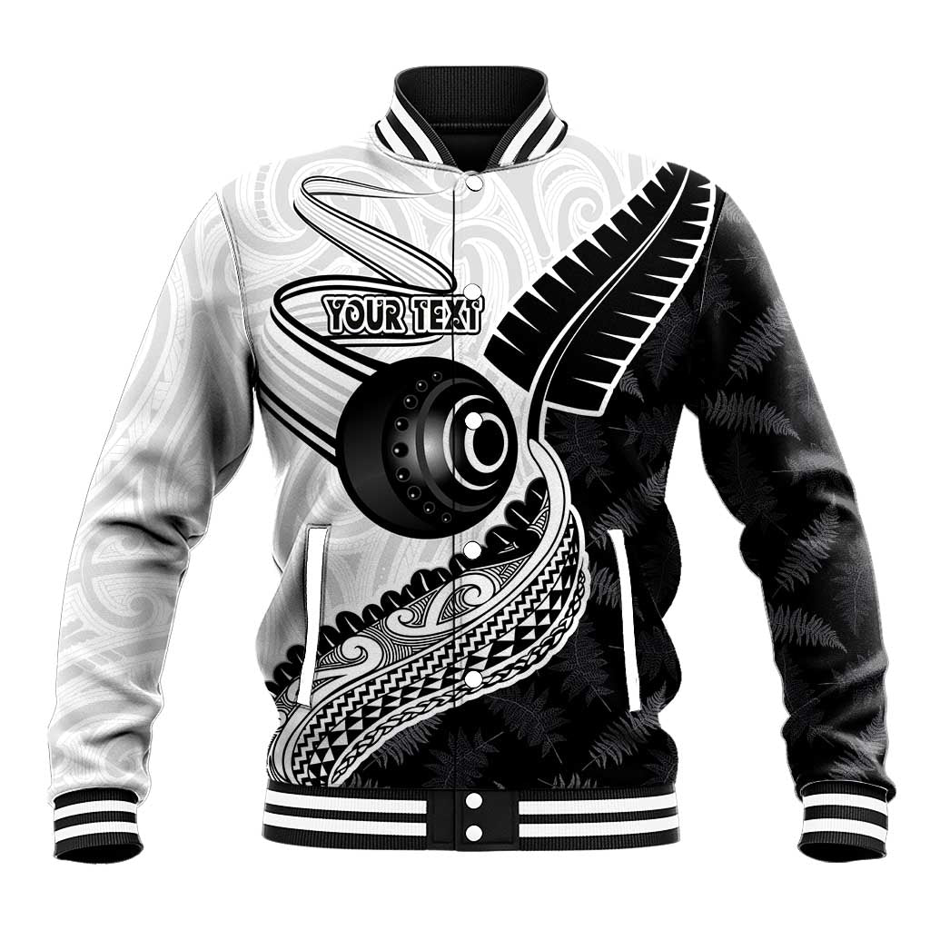 Personalised Aotearoa Lawn Bowls Baseball Jacket Maori and Silver Fern Half Style - Polynesian Pride