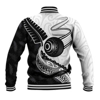 Personalised Aotearoa Lawn Bowls Baseball Jacket Maori and Silver Fern Half Style - Polynesian Pride