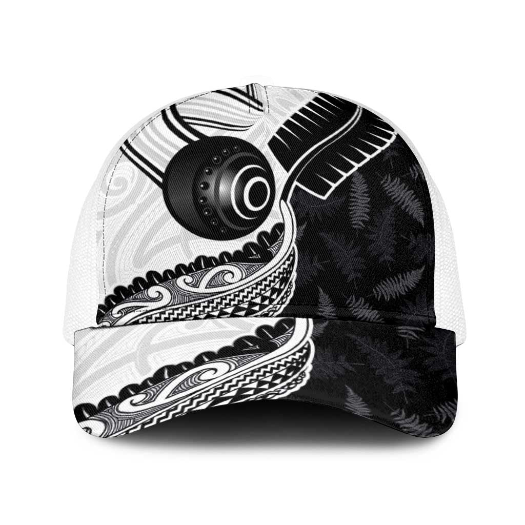 Aotearoa Lawn Bowls Baseball Net Cap Maori and Silver Fern Half Style - Polynesian Pride