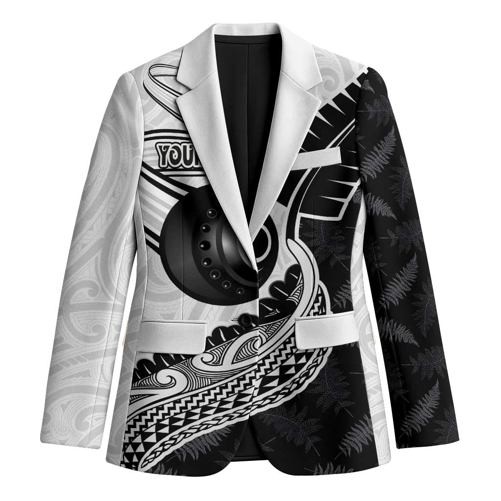 Personalised Aotearoa Lawn Bowls Blazer Maori and Silver Fern Half Style - Polynesian Pride